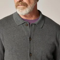 Milano-stitch polo cardigan sweater