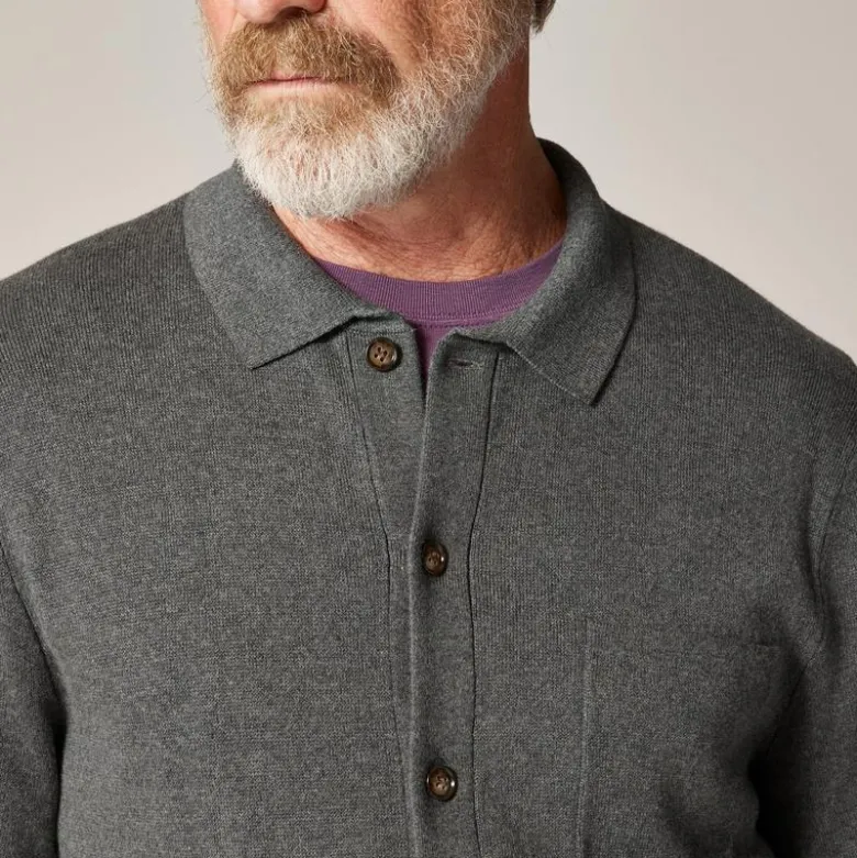 Milano-stitch polo cardigan sweater