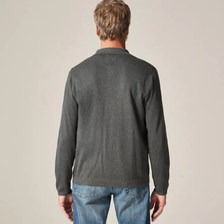 Milano-stitch polo cardigan sweater