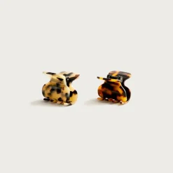 Mini claw clips two-pack in Italian tortoise