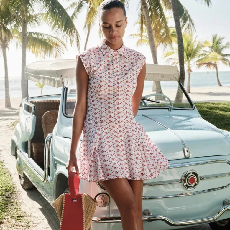 Mini eyelet shirt-dress