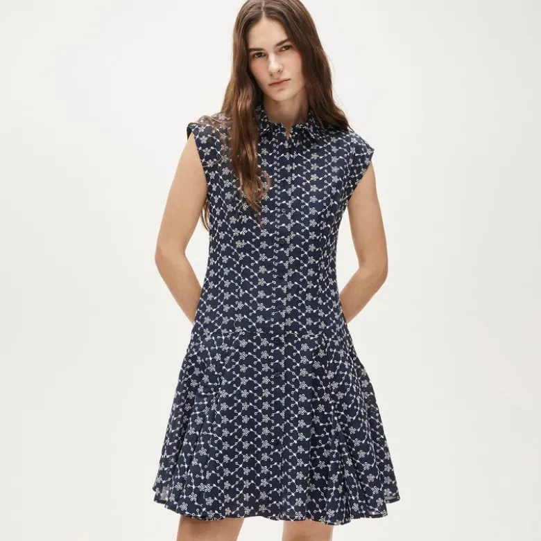 Mini eyelet shirt-dress