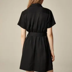 Mini satin shirt-dress