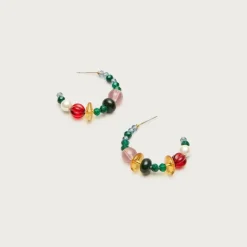 Mixed stone and bead hoops