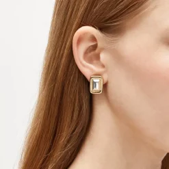 Mixed-metal square earrings