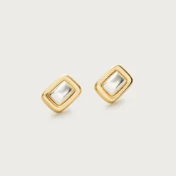 Mixed-metal square earrings