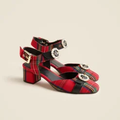 Mollie buckle-strap heels in Good Tidings plaid