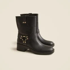 Moto ankle boots in distressed leather