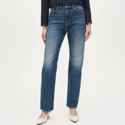 Nipped straight jean