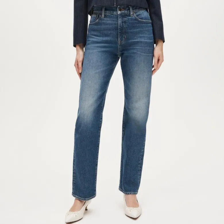 Nipped straight jean