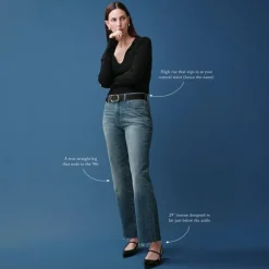 Nipped straight jean in rigid