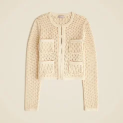 Open pointelle-stitch cardigan