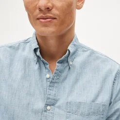 Organic cotton chambray shirt in light wash