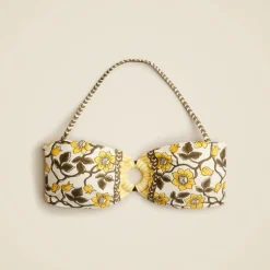 O-ring bandeau bikini top in daffodil daze block print