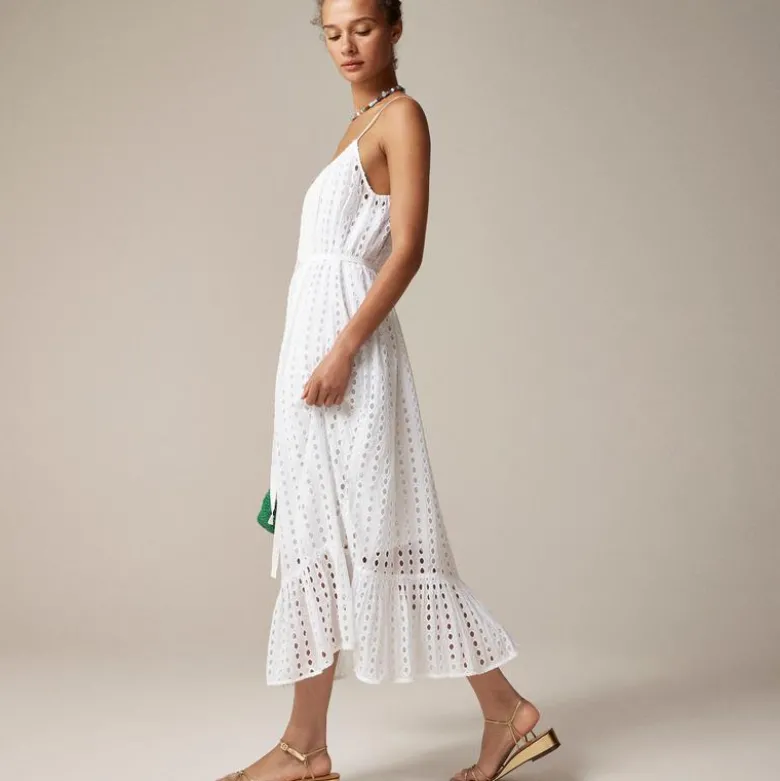 Oval eyelet midi dress