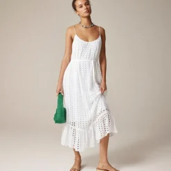 Oval eyelet midi dress