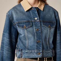 Oversized cropped trucker jacket in denim
