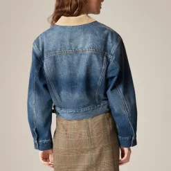 Oversized cropped trucker jacket in denim