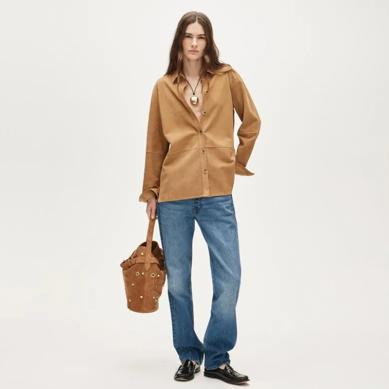 Oversized suede shirt