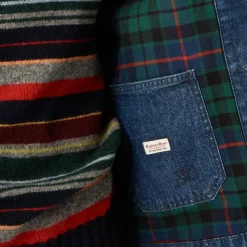 Patch-pocket denim jacket with flannel lining