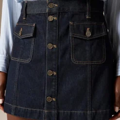 Patch-pocket denim mini skirt in Rinse wash