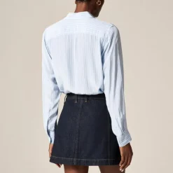 Patch-pocket denim mini skirt in Rinse wash