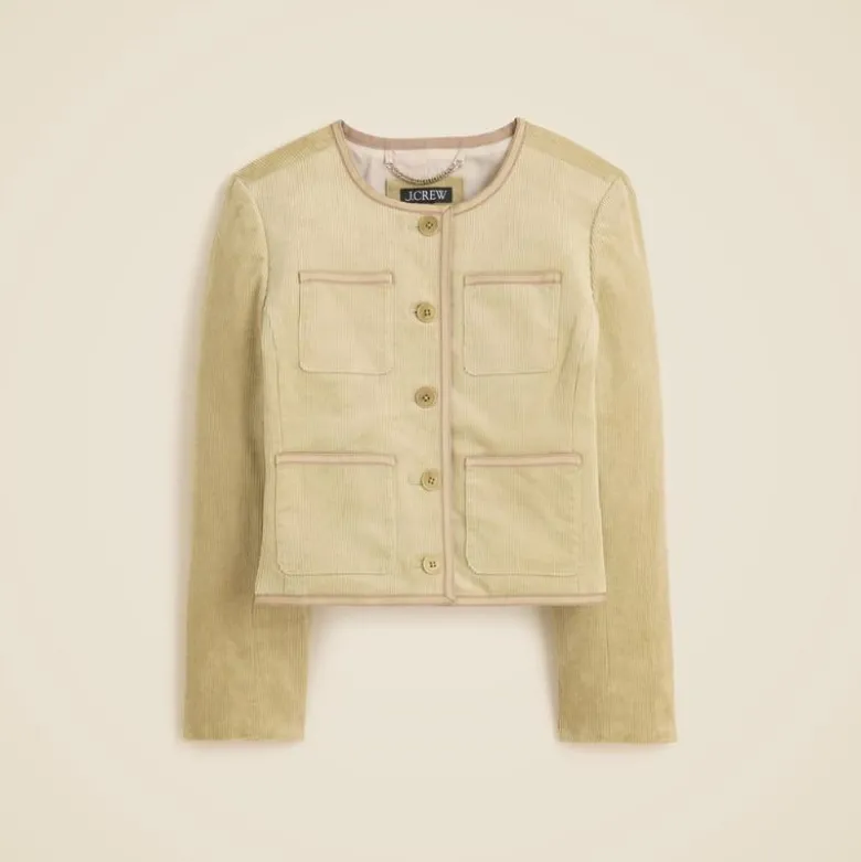 Patch-pocket lady jacket in stretch corduroy