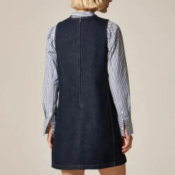 Patch-pocket shift dress in denim