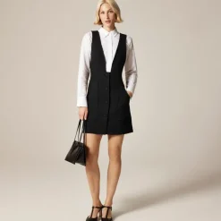 Patch-pocket suit dress in bouclé