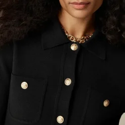 Patch-pocket sweater lady jacket