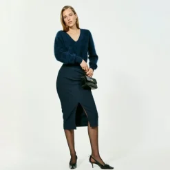 Pencil midi skirt in four-season stretch