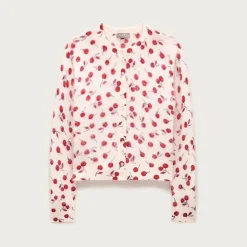 Perfect brushed cashmere cardigan in cherry print