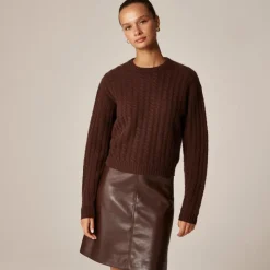 Perfect cashmere cable-knit crewneck sweater