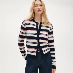 Perfect cashmere cardigan in stripe