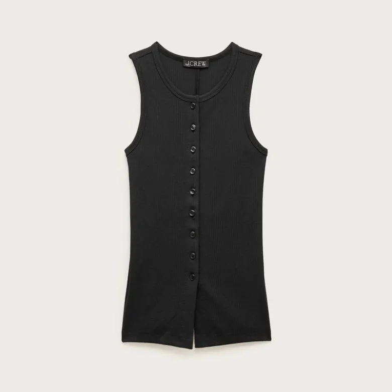 Perfect rib button-up shell top