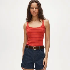 Perfect rib scoopneck tank top in stripe