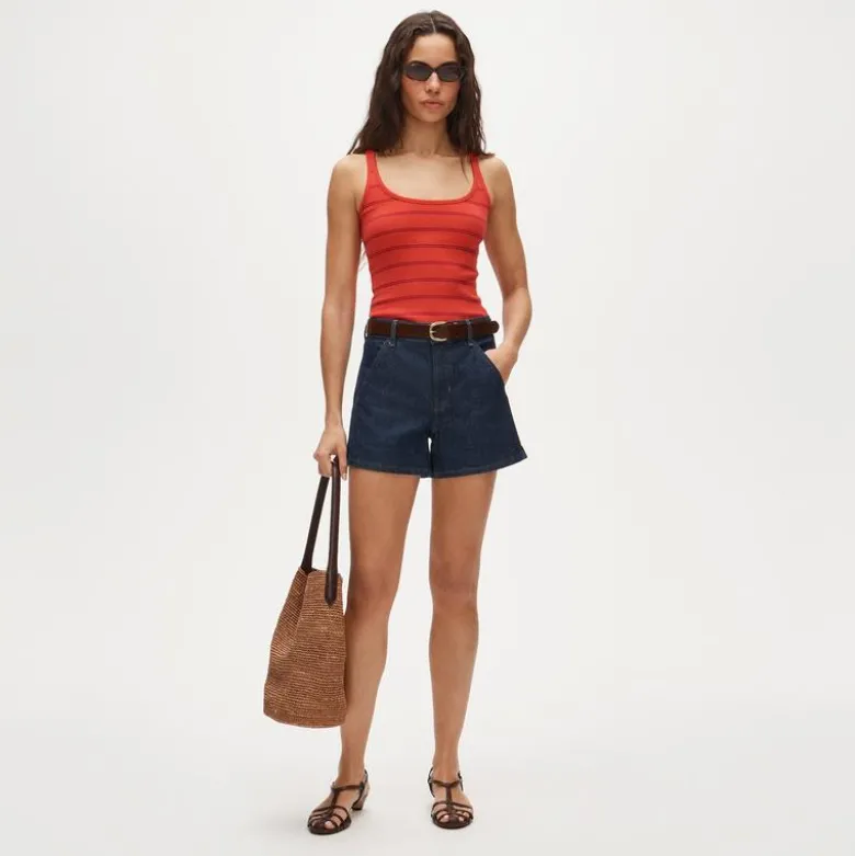 Perfect rib scoopneck tank top in stripe