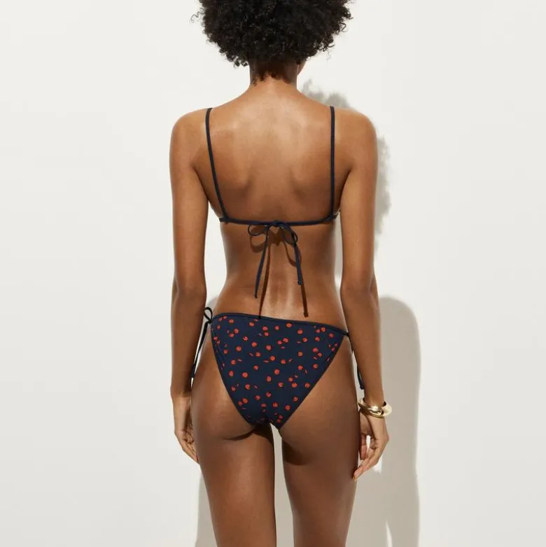 Perfect string bikini top in cherry print