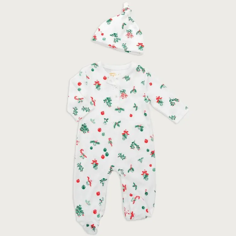 Petidoux babies' Pima cotton one-piece and matching hat set