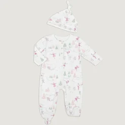 Petidoux babies' Pima cotton one-piece and matching hat set