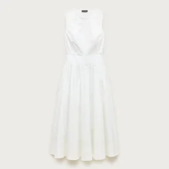 Petite button-front dress in cotton poplin
