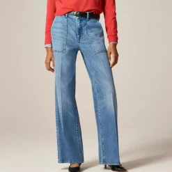 Petite camp-pocket wide-leg jean