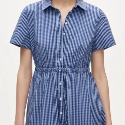 Petite Cerise shirt-dress in gingham cotton poplin