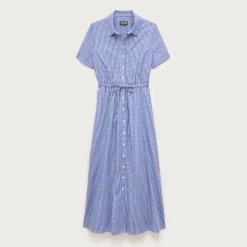 Petite Cerise shirt-dress in gingham cotton poplin