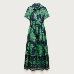 Petite Cerise shirt-dress in pineapple-print ramie