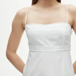 Petite empire-waist dress in cotton poplin