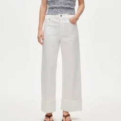 Petite Everyday wide-leg cuffed ankle jean in rigid
