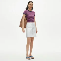 Petite Fairfax skirt in contrast-stitch double cotton poplin