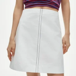 Petite Fairfax skirt in contrast-stitch double cotton poplin