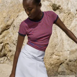 Petite Fairfax skirt in contrast-stitch double cotton poplin